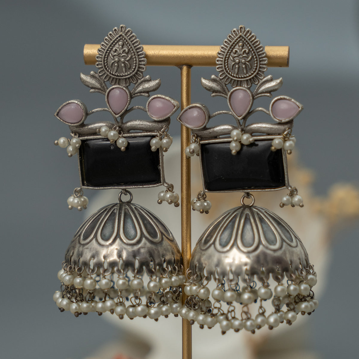 VIANIKA SILVER LOOKALIKE HANDMADE JHUMKAS/EARRINGS ER629