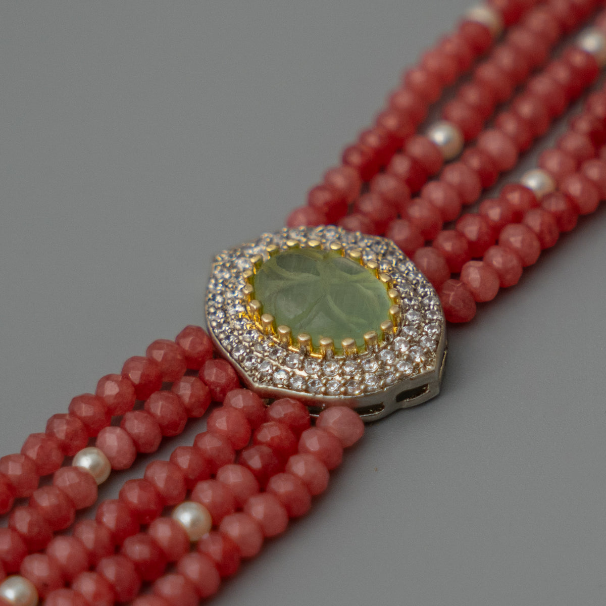 ARLO BIJOUX PREMIUM HANDMADE ONEX BEADS ZIRCON AND CARVING STONE CHOKER CH407