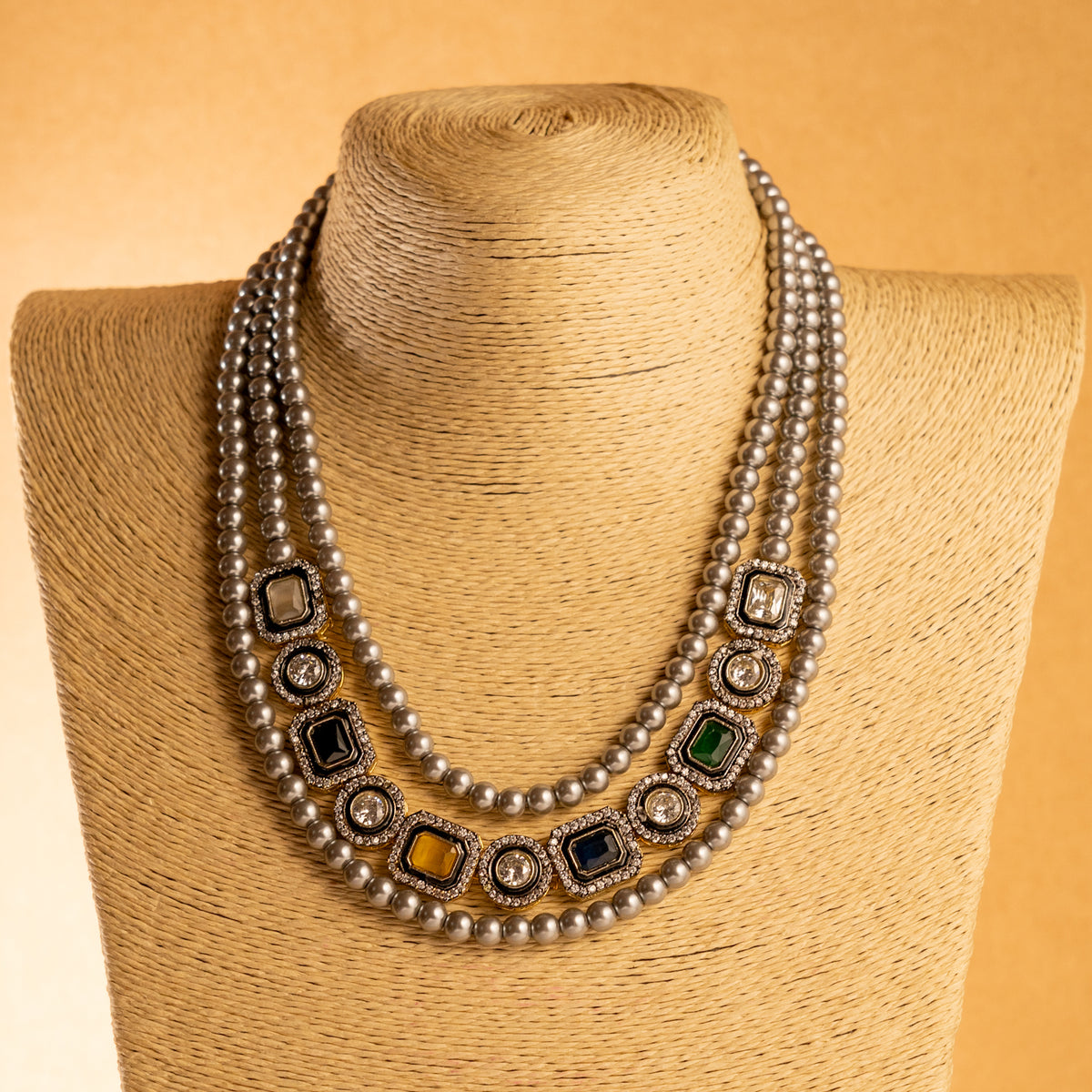 PRITHAM SPLENDOUR CLASSIC LAYERED VICTORIAN HANDMADE NECKLACE NL37
