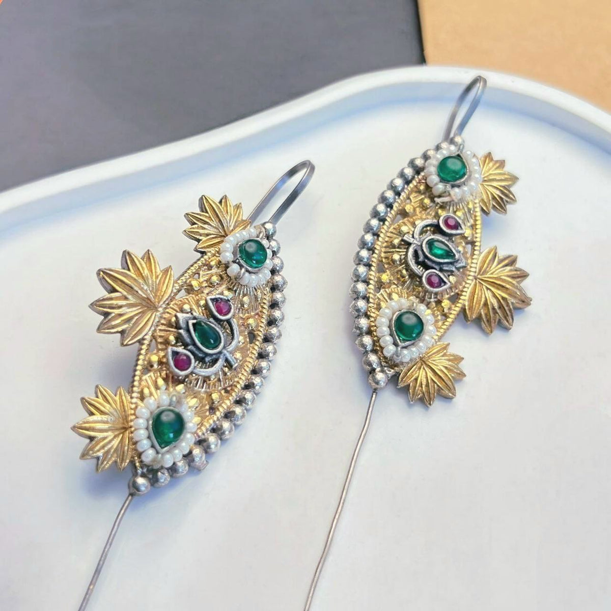 SHUSHANA HANDMADE ANTIQUE DUAL TONED EAR CUFF/EARRINGS EA24