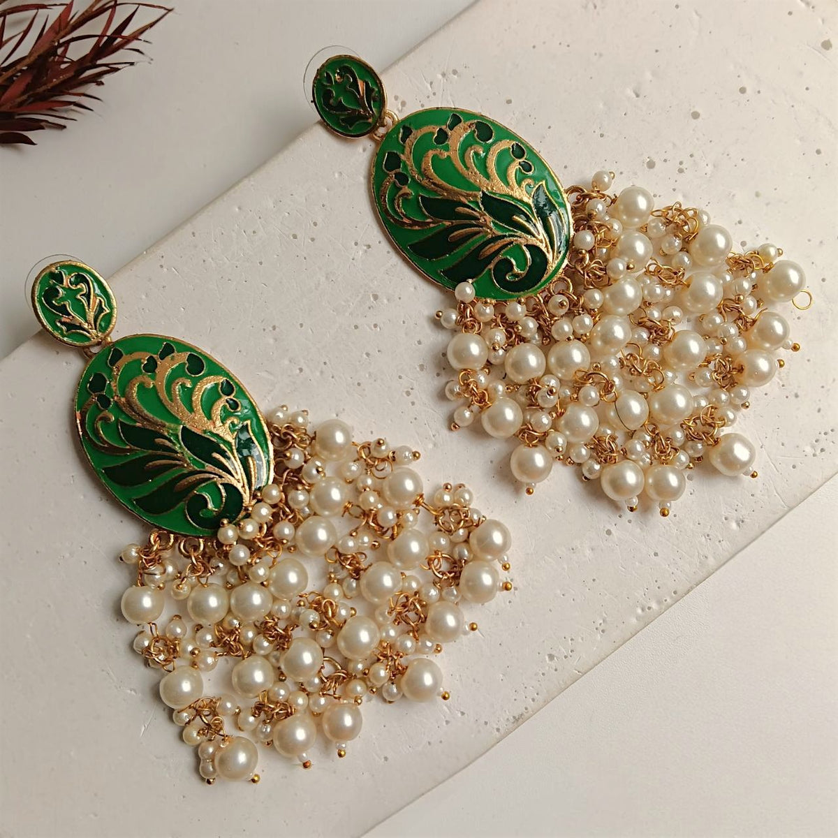 MOHANAKASH GOLD TONED MEENAKARI DANGLER / EARRINGS ER443