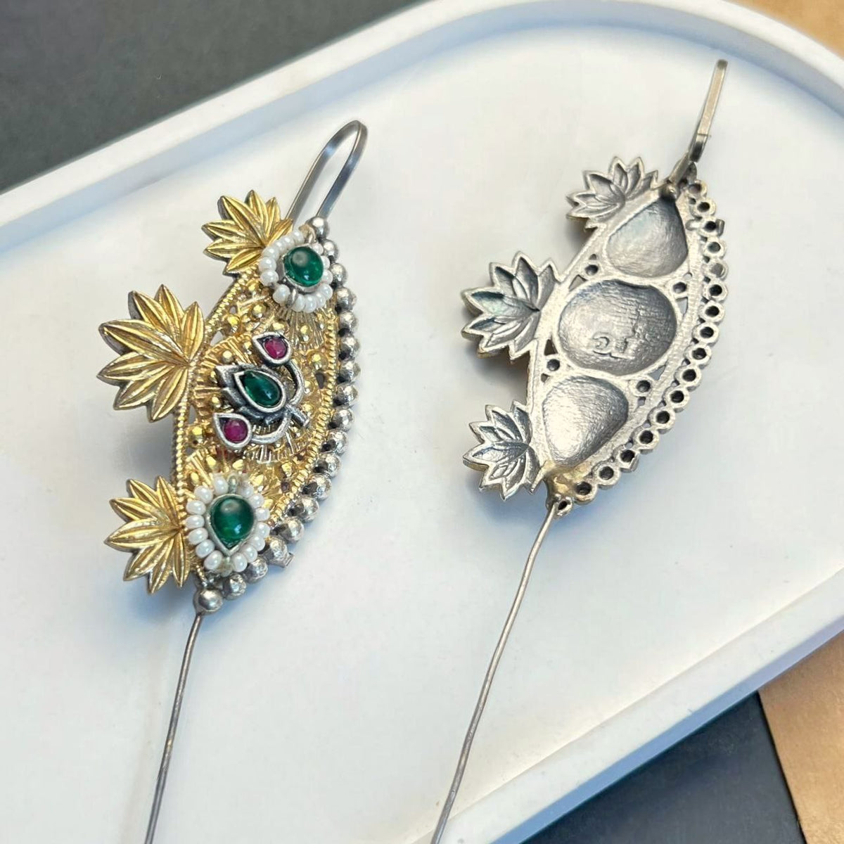 SHUSHANA HANDMADE ANTIQUE DUAL TONED EAR CUFF/EARRINGS EA24