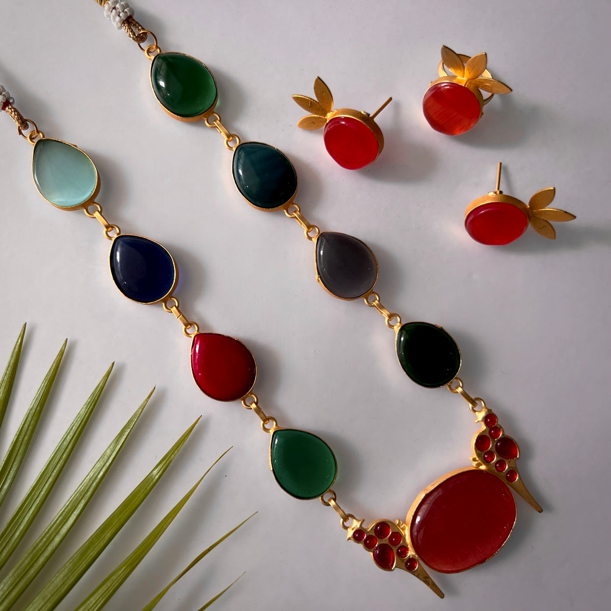 ROXANIA SET RING EARRING AND NECKLACE HANDMADE GOLD TONED PREMIUM NECKLACE/NECKPIECE EARRING SET NL30