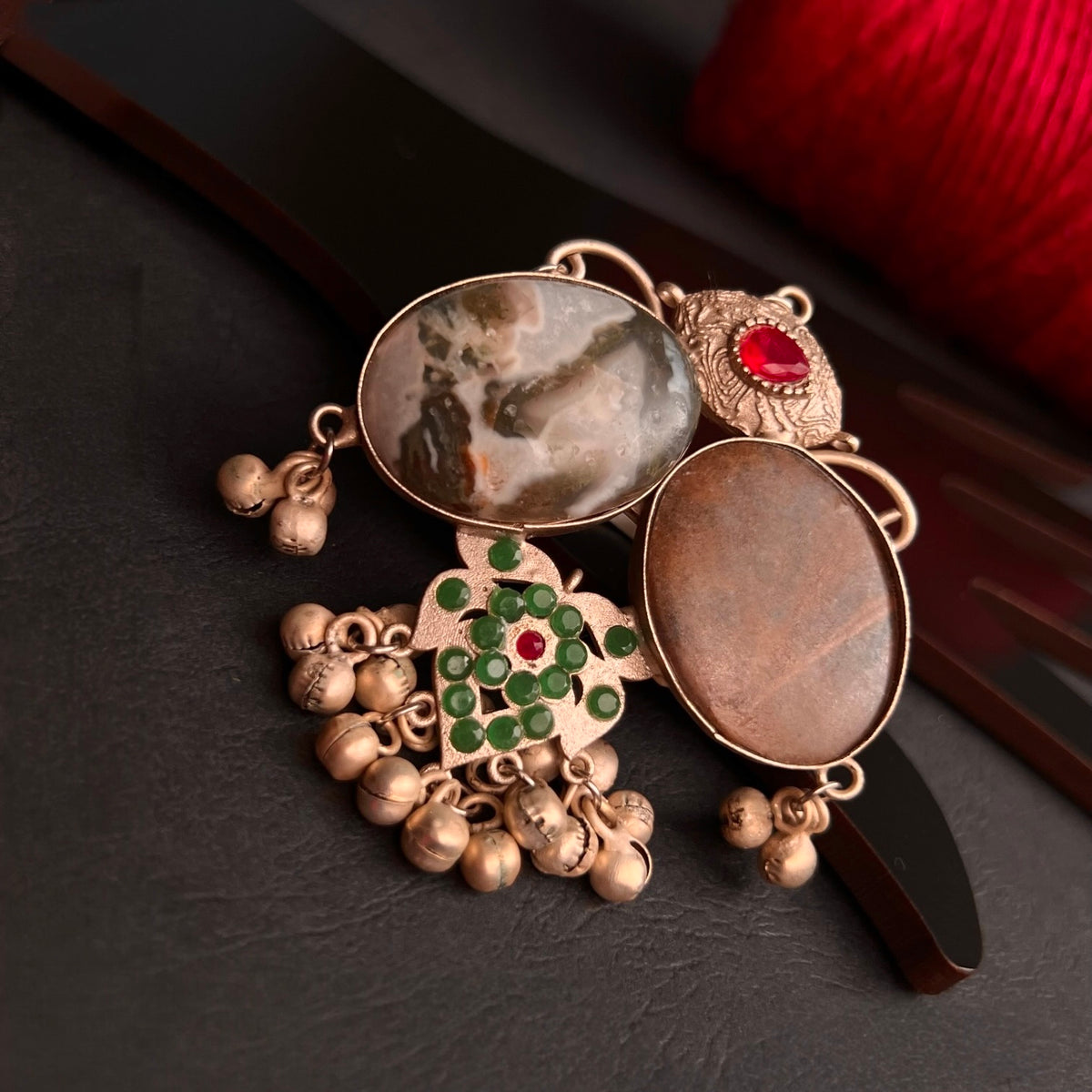 MRILUNA PREMIUM HANDMADE NATURAL STONES SILVER POLISH RING R61