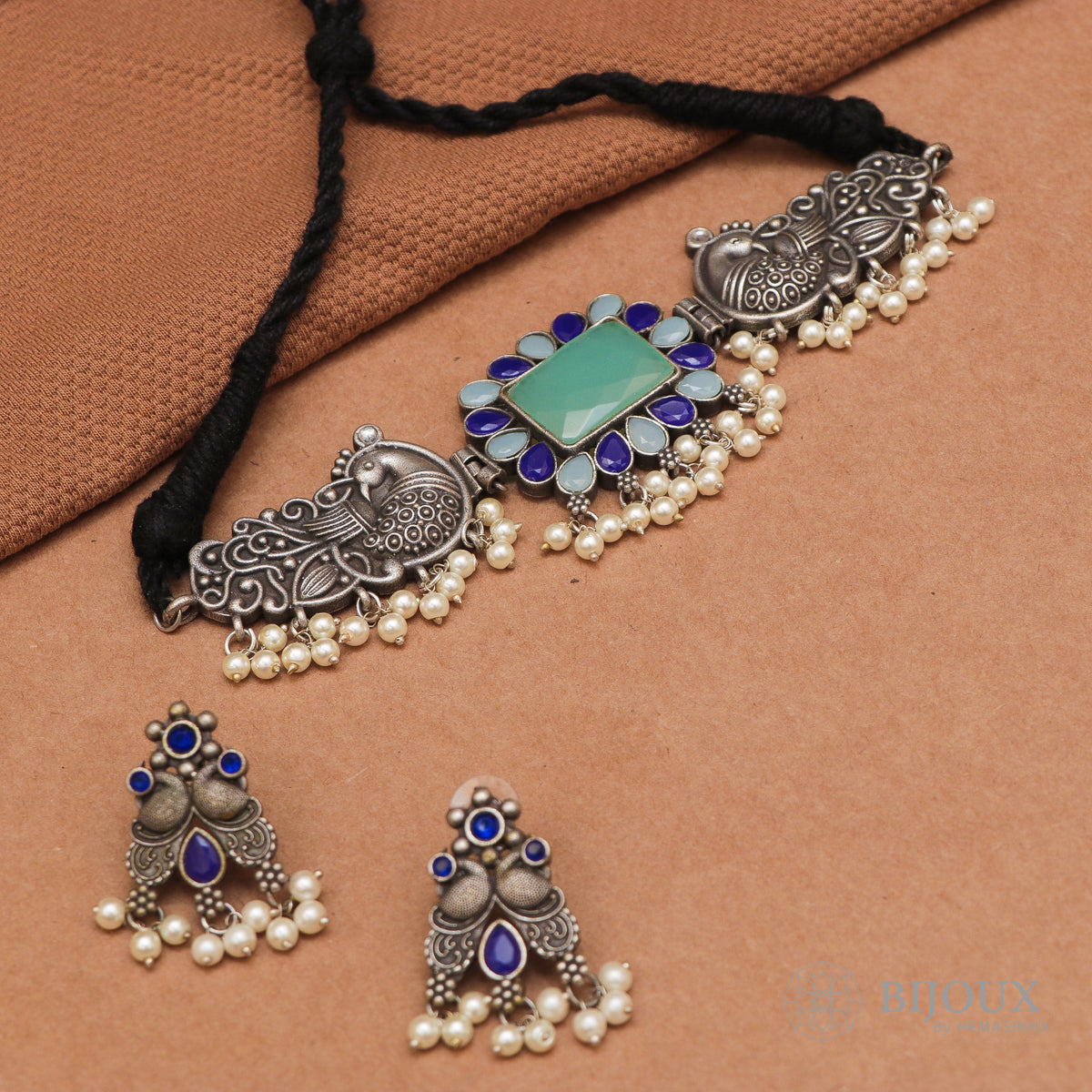 SHIVARA BIJOUX PREMIUM SEMI HANDMADE CHOKER WITH EARRINGS CH73