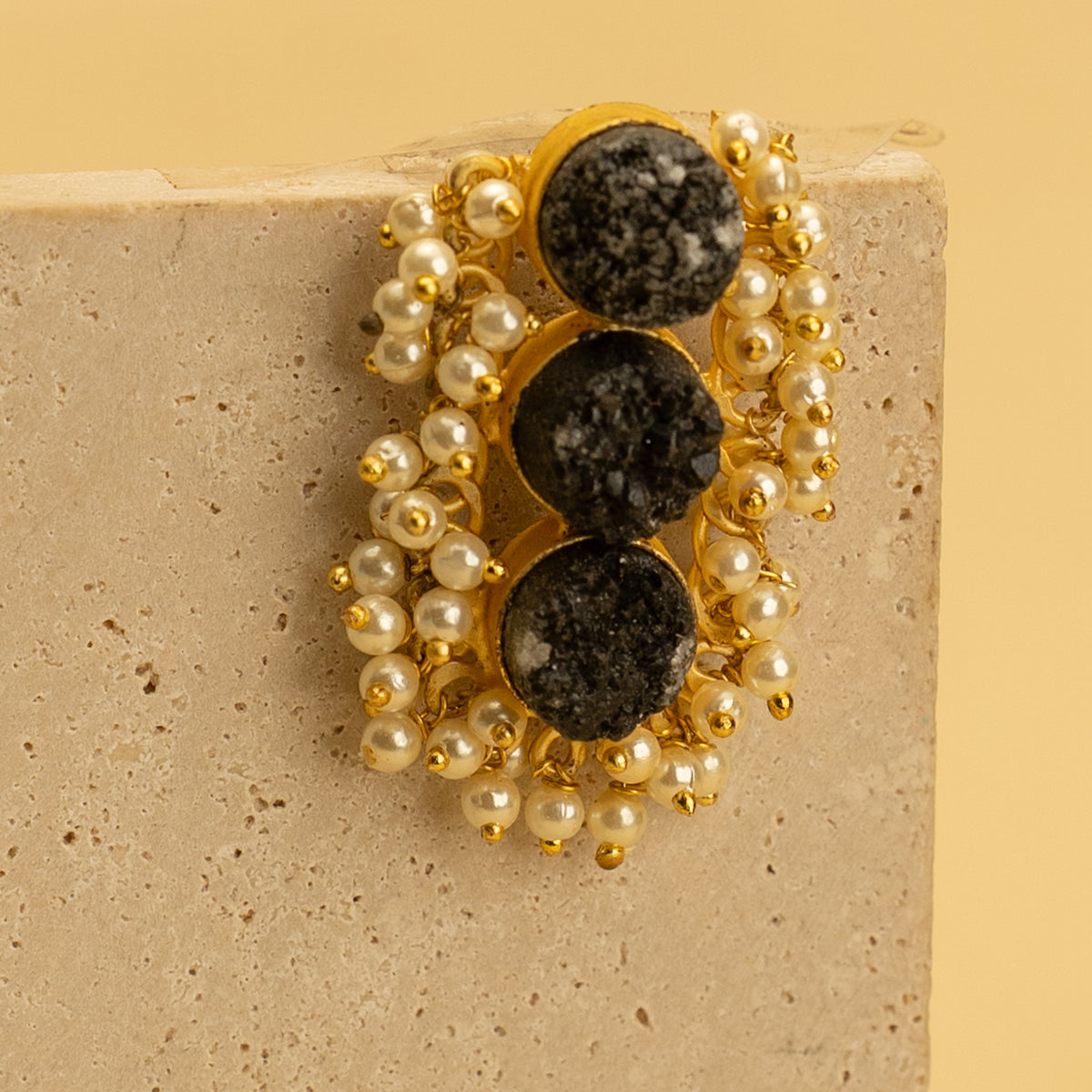 ISHITA RUSTIC AND RAW ANTIQUE FINISH HANDMADE NATURAL STONE EARRINGS ER459