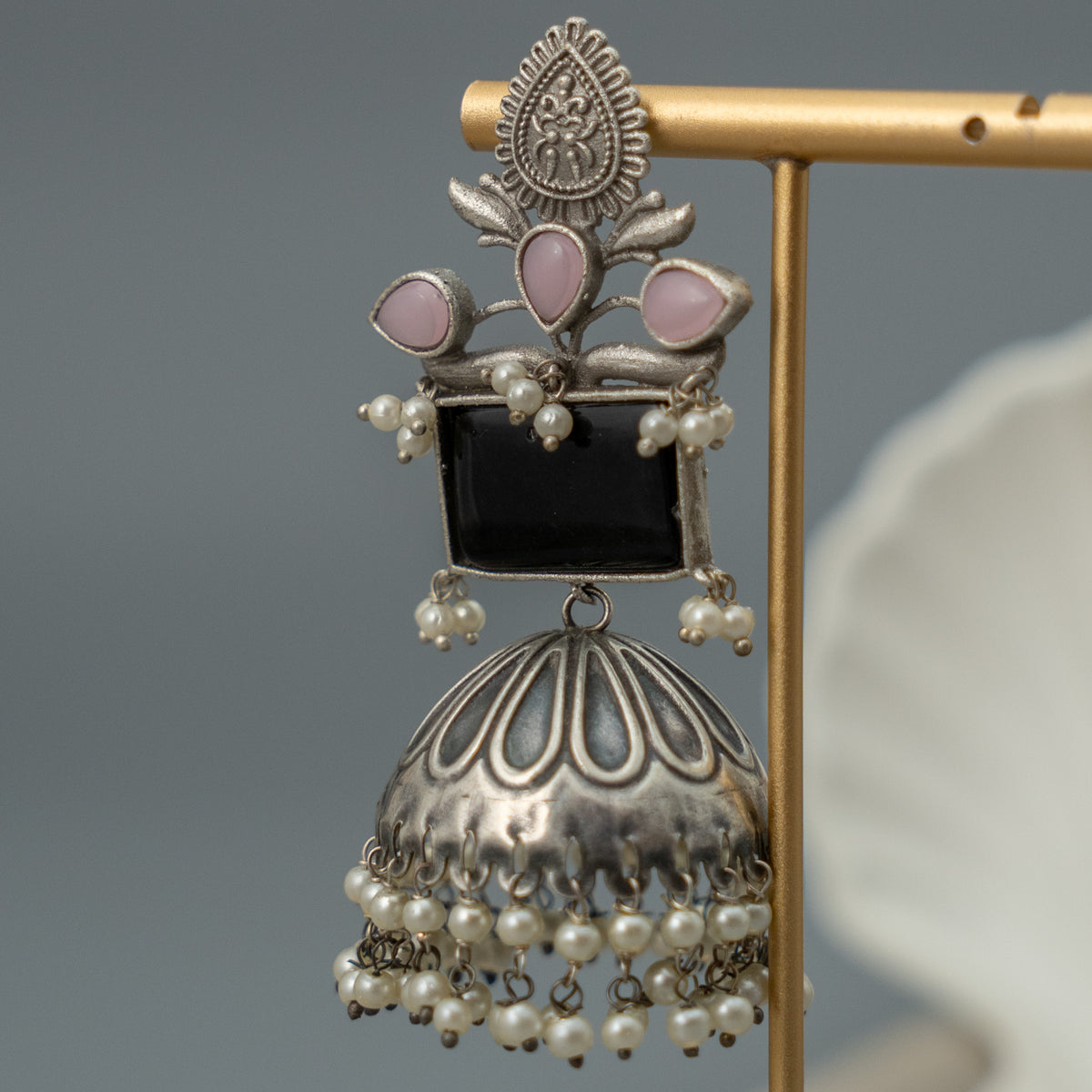 VIANIKA SILVER LOOKALIKE HANDMADE JHUMKAS/EARRINGS ER629