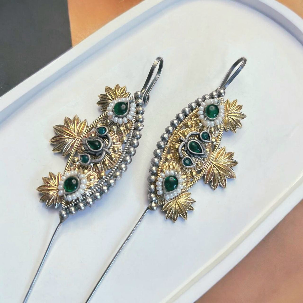 SHUSHANA HANDMADE ANTIQUE DUAL TONED EAR CUFF/EARRINGS EA24