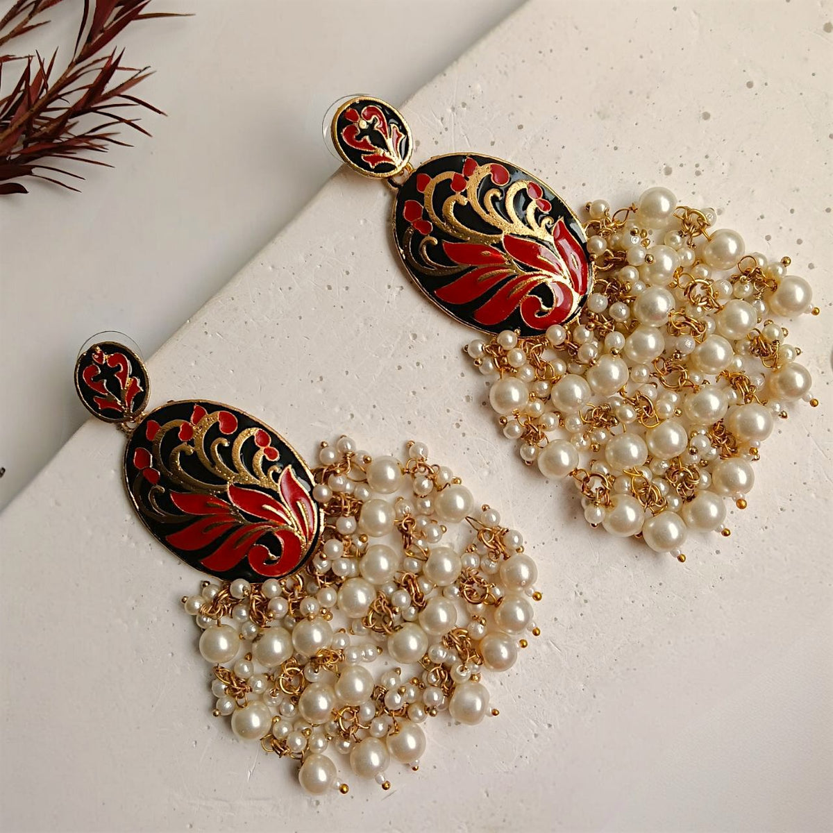 MOHANAKASH GOLD TONED MEENAKARI DANGLER / EARRINGS ER443