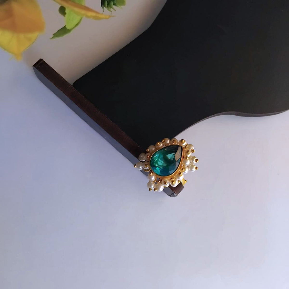 ISHIKA GOLD TONED NATURAL STONE HANDMADE FINGER RING R21