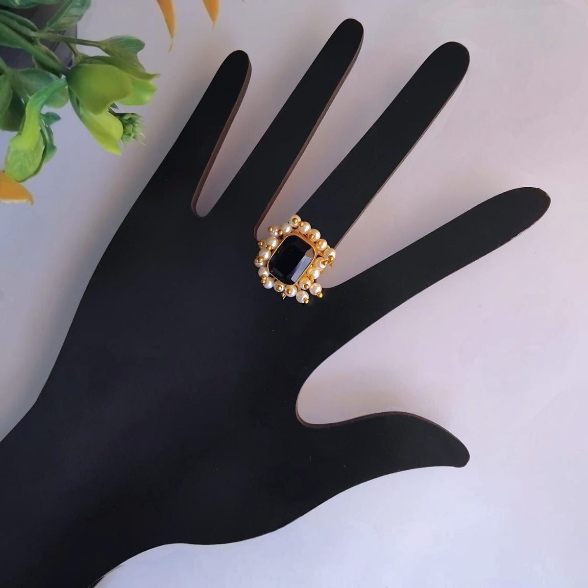 ISHIKA GOLD TONED NATURAL STONE HANDMADE FINGER RING R21