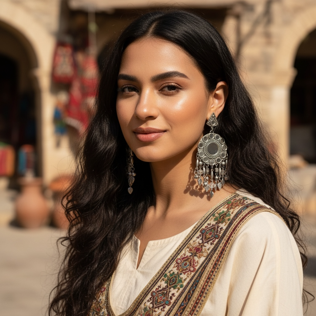 ROSY AFGHANI RAW AND RUSTIC AND VINTAGE MIRROR DANGLER AF35
