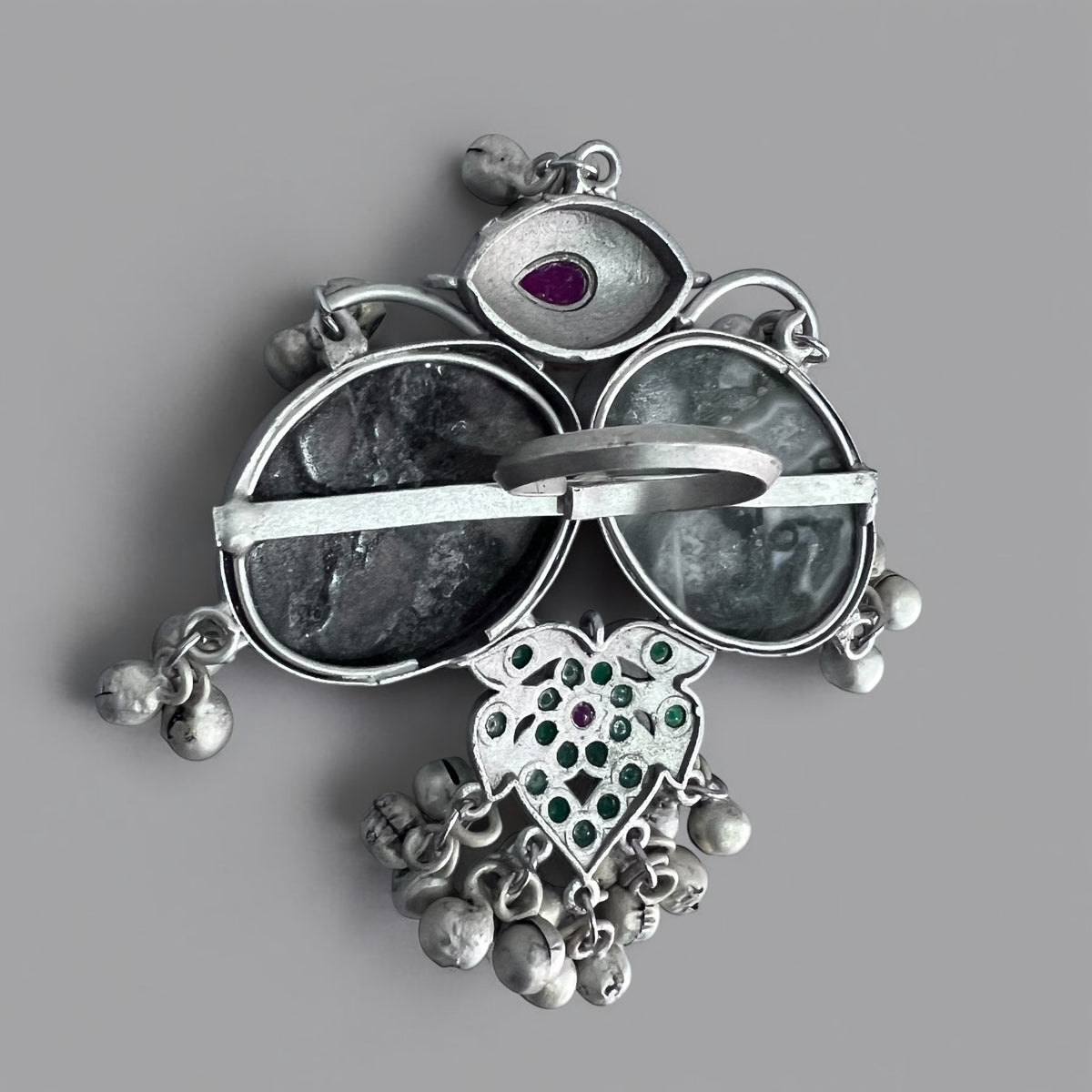 MRILUNA PREMIUM HANDMADE NATURAL STONES SILVER POLISH RING R61