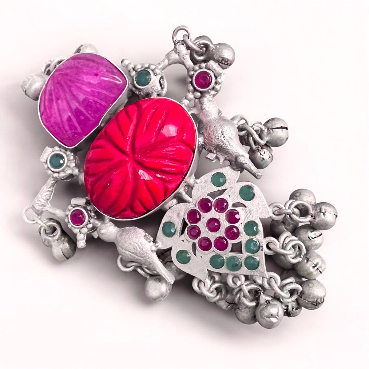 RITHANA PREMIUM HANDMADE NATURAL STONES SILVER POLISH RING R53