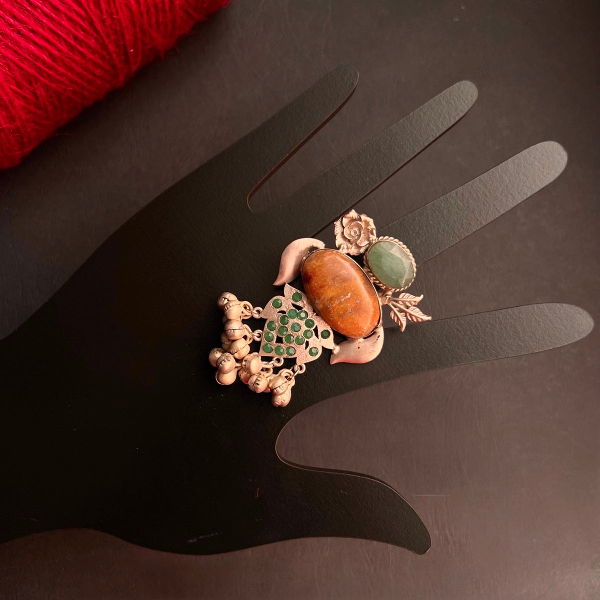 BEYONCIA PREMIUM HANDMADE NATURAL STONES SILVER POLISH RING R60 DESIGN 2