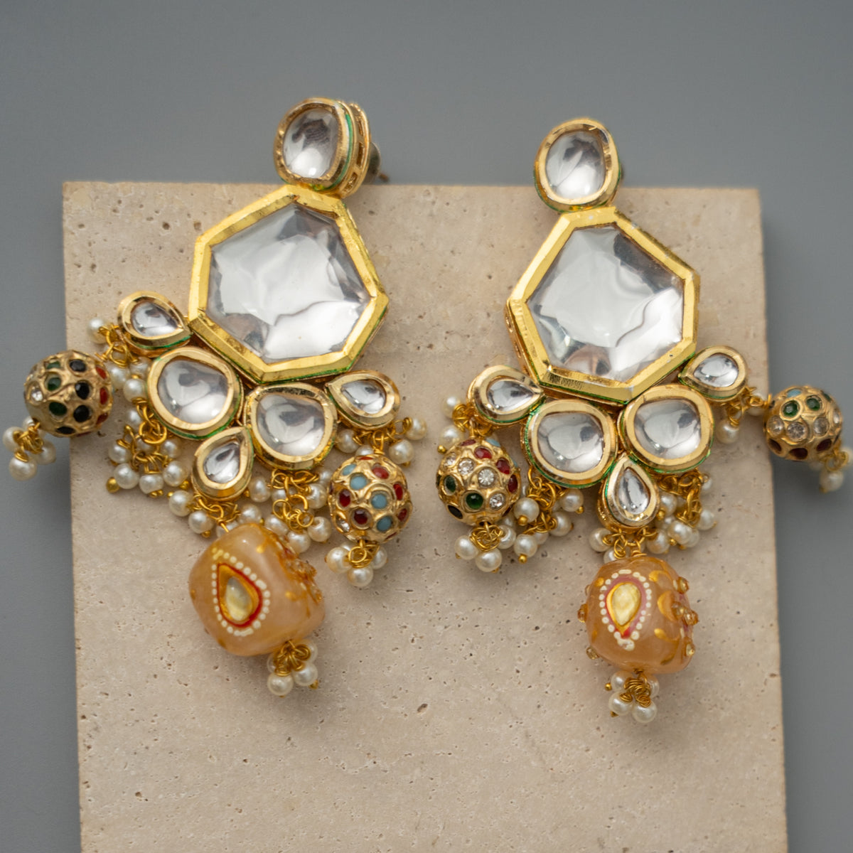 ROWAN BIJOUX PREMIUM BRIDAL KUNDAN HAND PAINTED RAWSTONE CHOKER/NECKLACE CH394