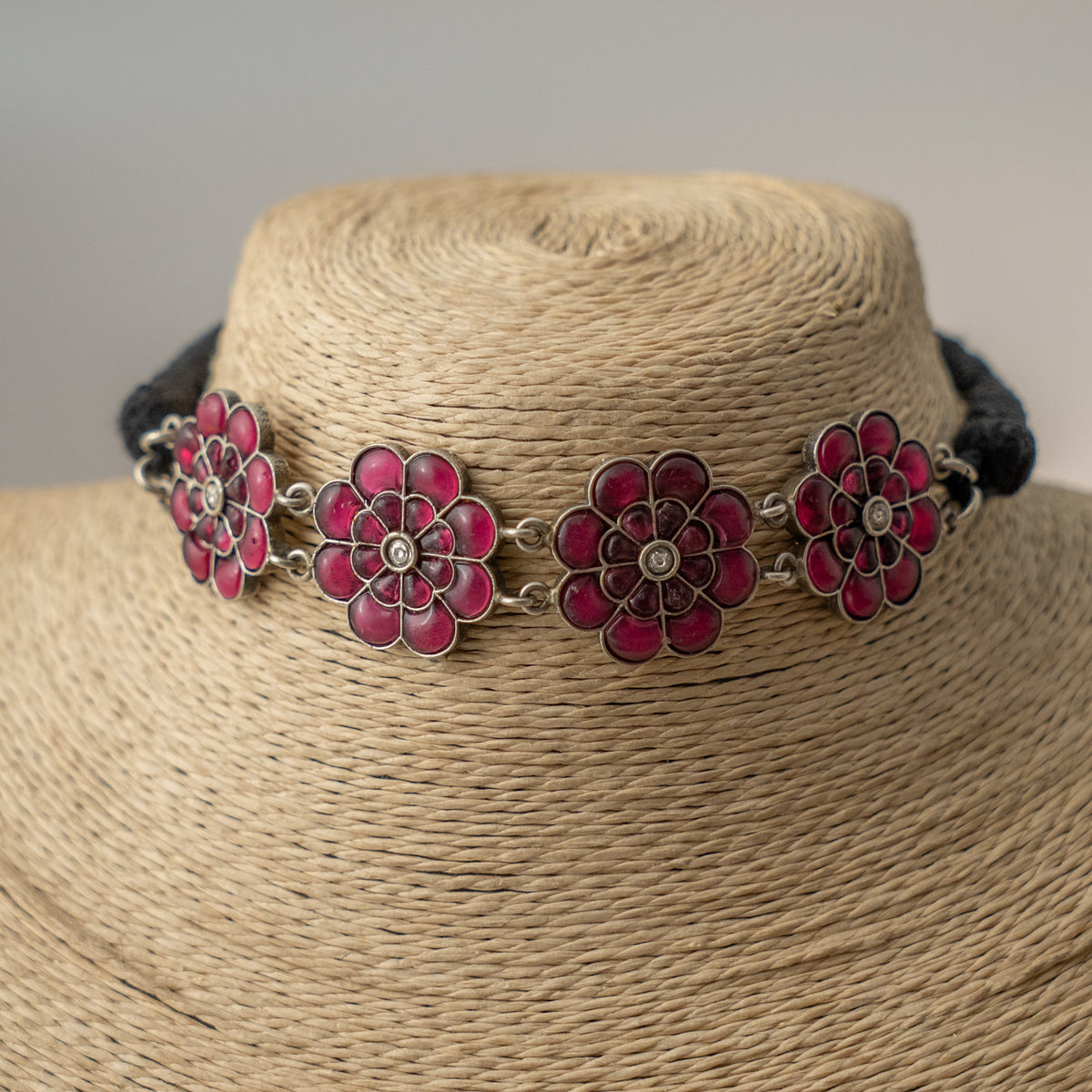 ADIRANA SEMI HANDMADE ANTIQUE NECKPIECE/CHOKER WITH STUD CH498.