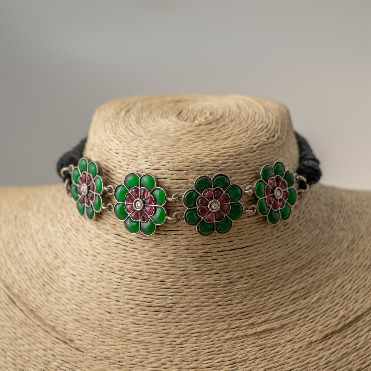 ADIRANA SEMI HANDMADE ANTIQUE NECKPIECE/CHOKER WITH STUD CH498.