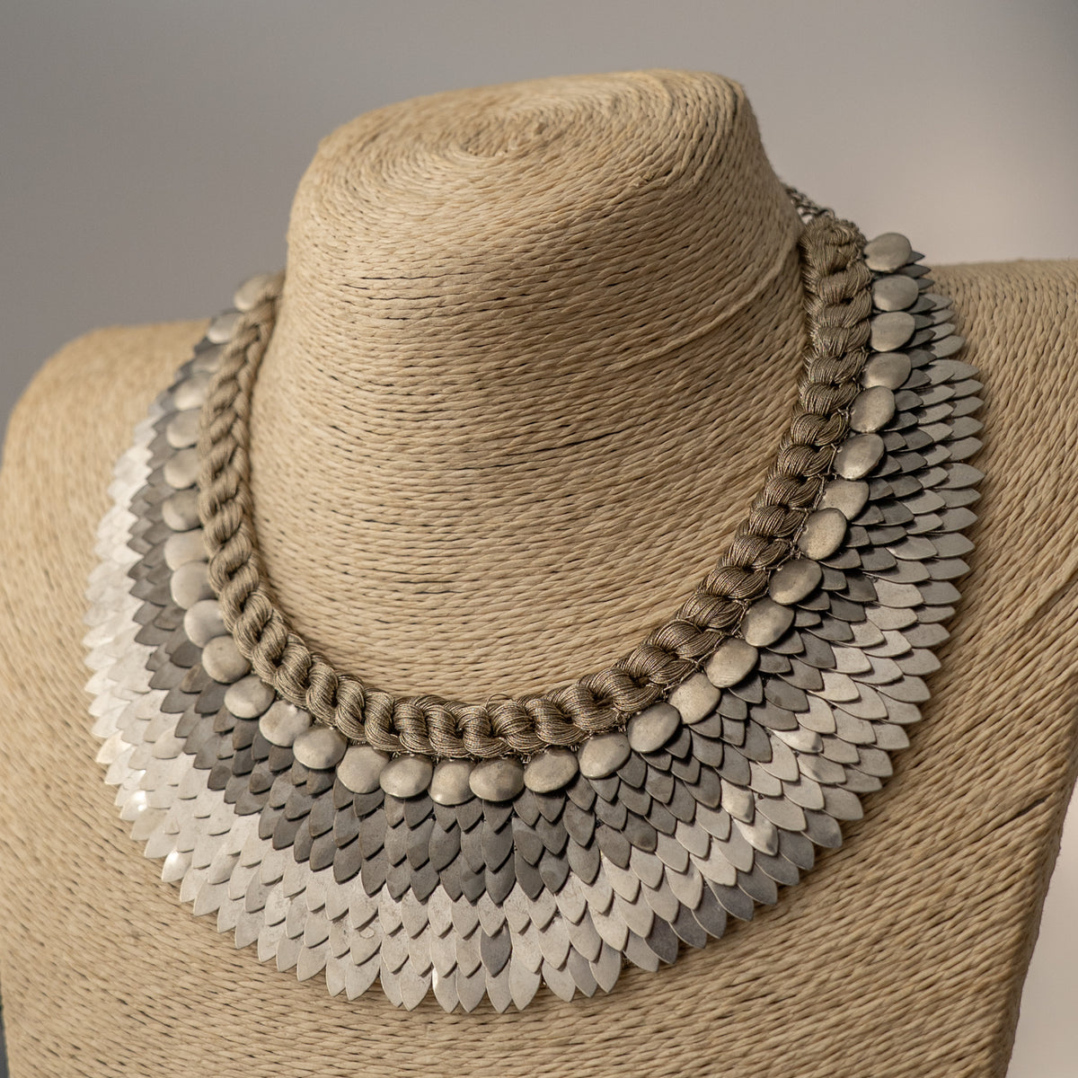 ELLA BIJOUX PREMIUM BRASS FLAKES HANDMADE ANTIQUE NECKPIECE/NECKLACE WITH EARRING NL274