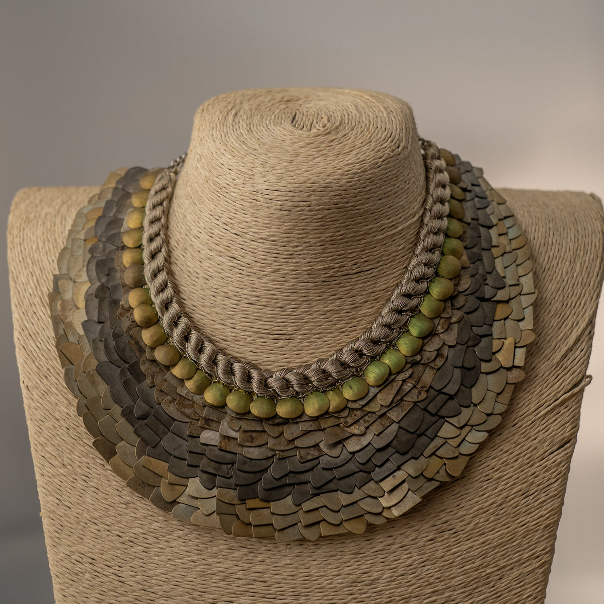 ELLA BIJOUX PREMIUM BRASS FLAKES HANDMADE ANTIQUE NECKPIECE/NECKLACE WITH EARRING NL274