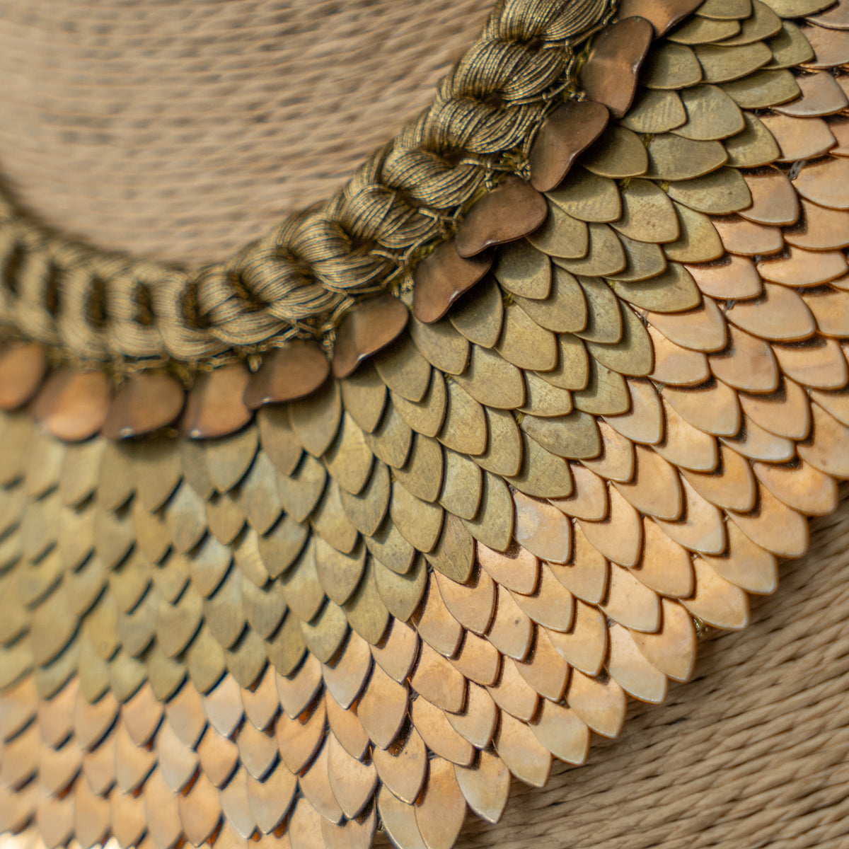 ELLA BIJOUX PREMIUM BRASS FLAKES HANDMADE ANTIQUE NECKPIECE/NECKLACE WITH EARRING NL274