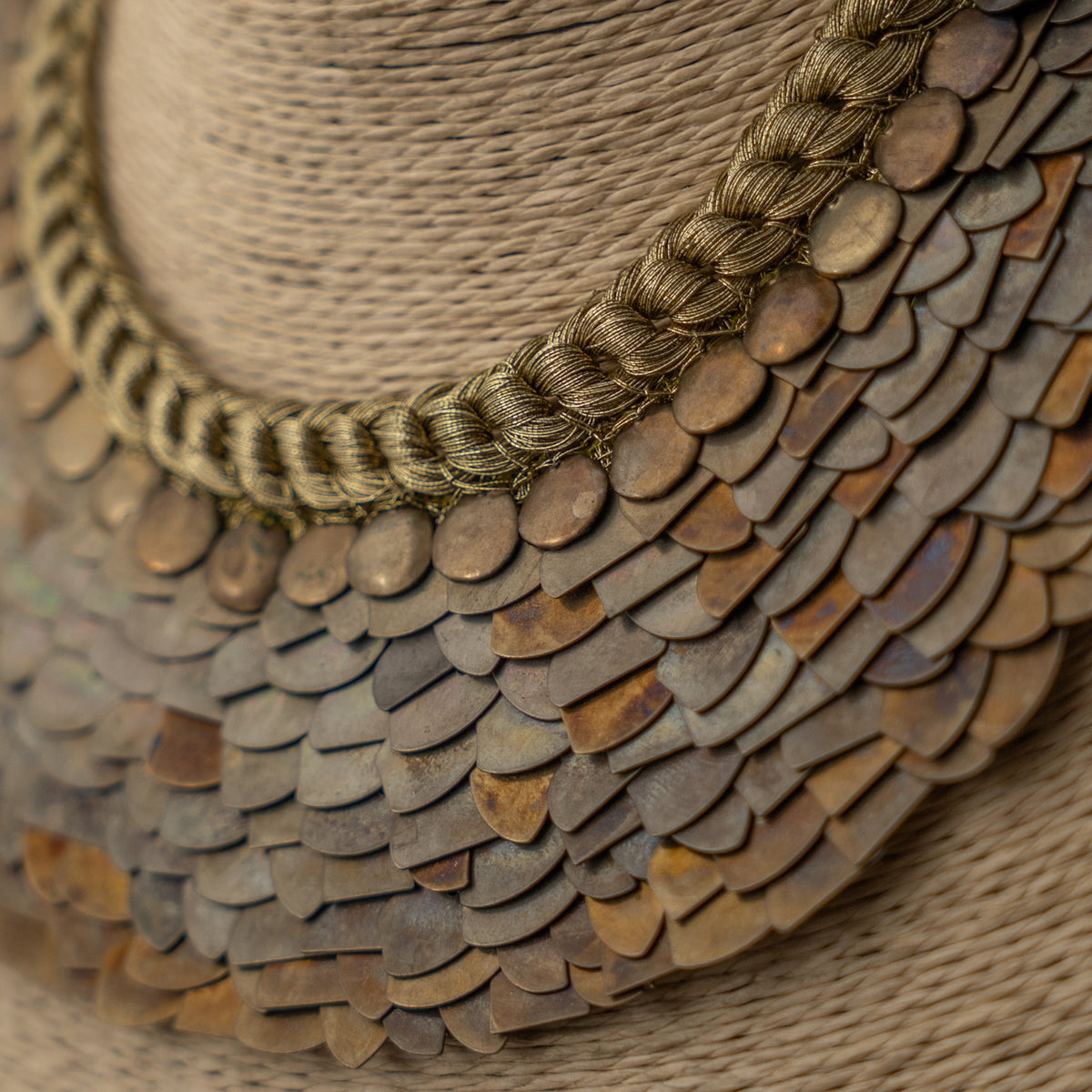 ELLA BIJOUX PREMIUM BRASS FLAKES HANDMADE ANTIQUE NECKPIECE/NECKLACE WITH EARRING NL274