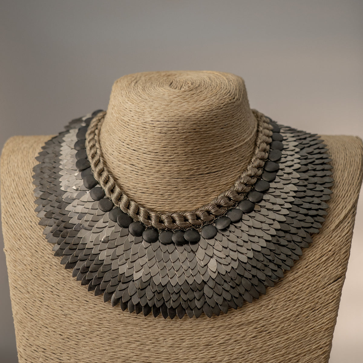 ELLA BIJOUX PREMIUM BRASS FLAKES HANDMADE ANTIQUE NECKPIECE/NECKLACE WITH EARRING NL274