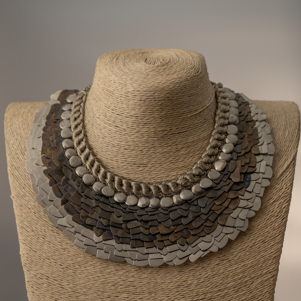 ELLA BIJOUX PREMIUM BRASS FLAKES HANDMADE ANTIQUE NECKPIECE/NECKLACE WITH EARRING NL274