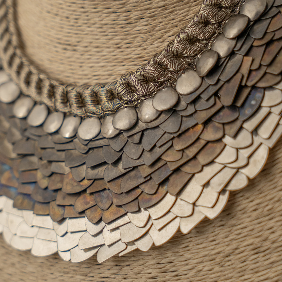 ELLA BIJOUX PREMIUM BRASS FLAKES HANDMADE ANTIQUE NECKPIECE/NECKLACE WITH EARRING NL274