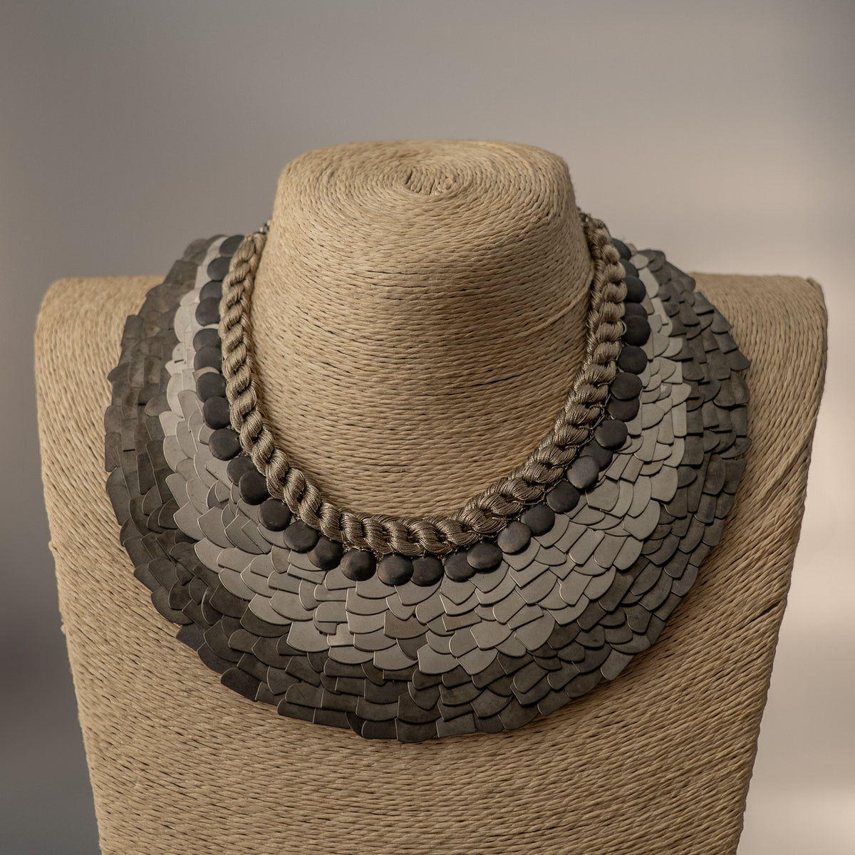 ELLA BIJOUX PREMIUM BRASS FLAKES HANDMADE ANTIQUE NECKPIECE/NECKLACE WITH EARRING NL274