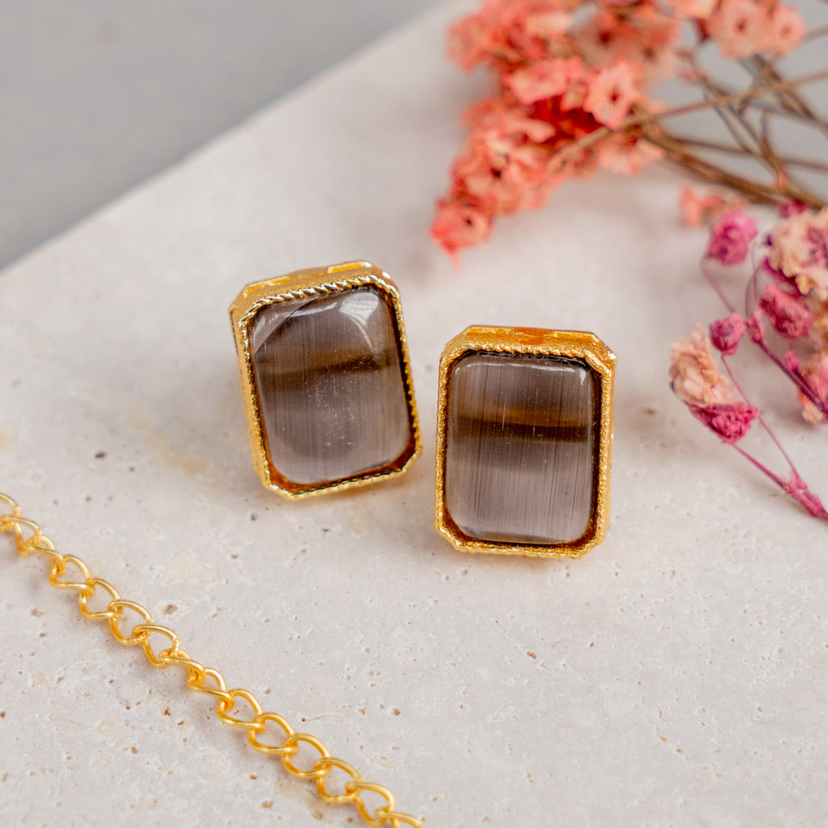 ELENA GOLD AND RUSTIC TONED HANDMADE HAND MADE NECKLAC EARRINGS WITH RING OF15