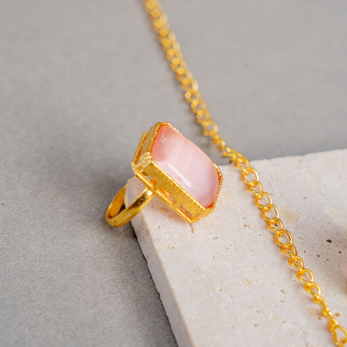 ELENA GOLD AND RUSTIC TONED HANDMADE HAND MADE NECKLAC EARRINGS WITH RING OF15