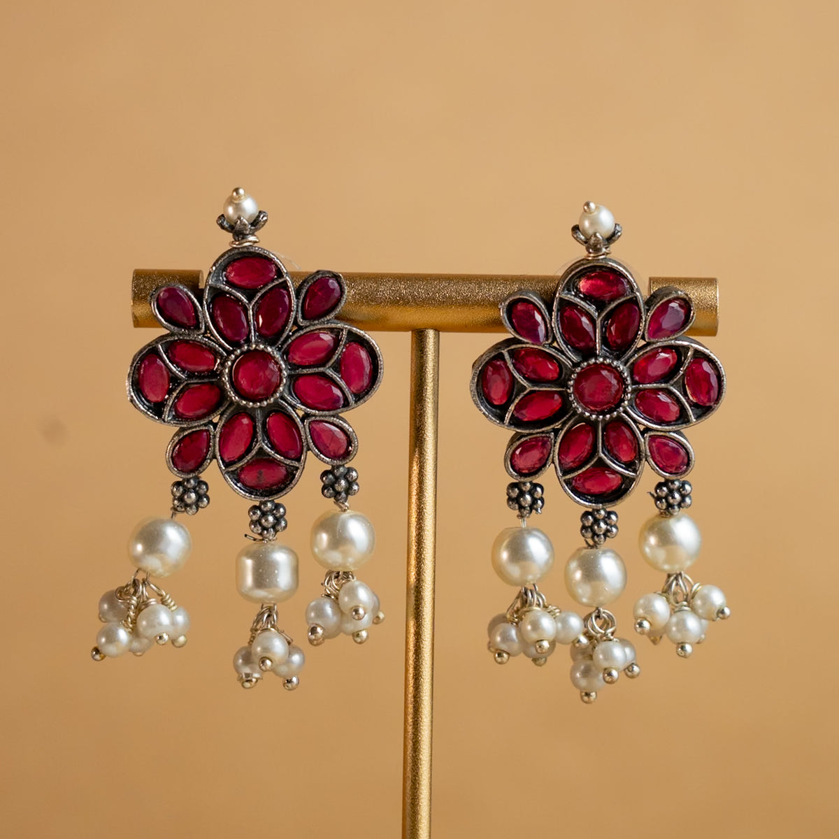 ATHENA BIJOUX PREMIUM SEMI HANDMADE ANTIQUE FAUX SILVER NECKPIECE/NECKLACE EARRINGS NL217