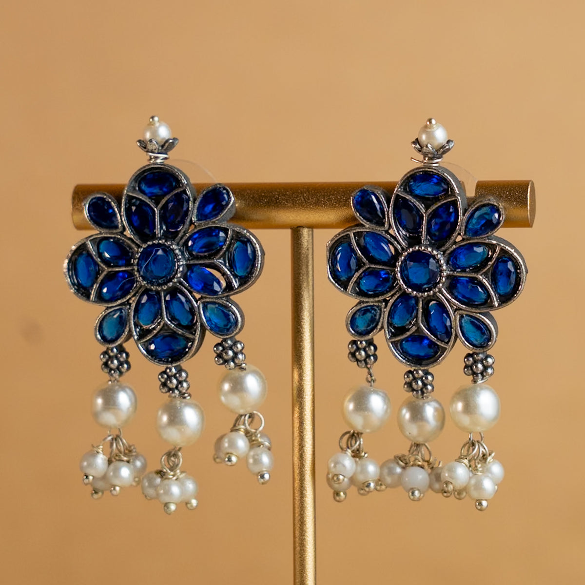 ATHENA BIJOUX PREMIUM SEMI HANDMADE ANTIQUE FAUX SILVER NECKPIECE/NECKLACE EARRINGS NL217