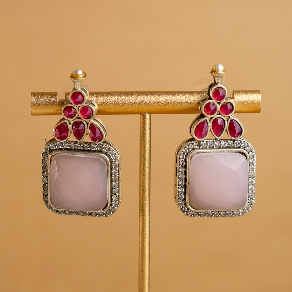 NAYANA PREMIUM FAUX SILVER SEMI HANDMADE ANTIQUE NECKPIECE/NECKLACE EARRINGS NL43