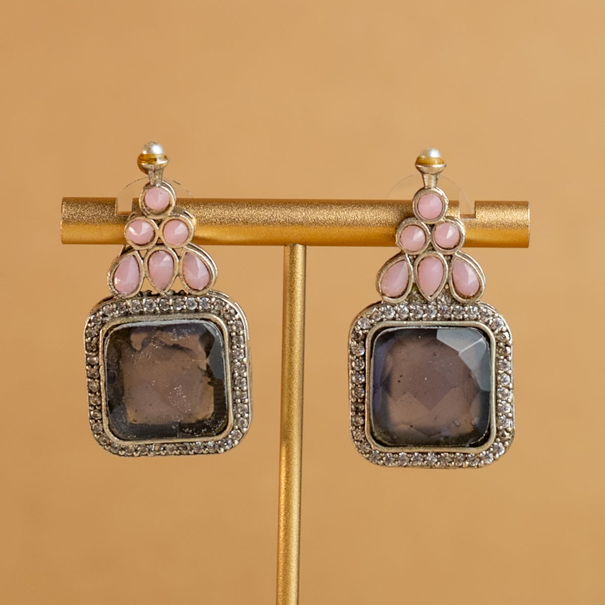 NAYANA PREMIUM FAUX SILVER SEMI HANDMADE ANTIQUE NECKPIECE/NECKLACE EARRINGS NL43