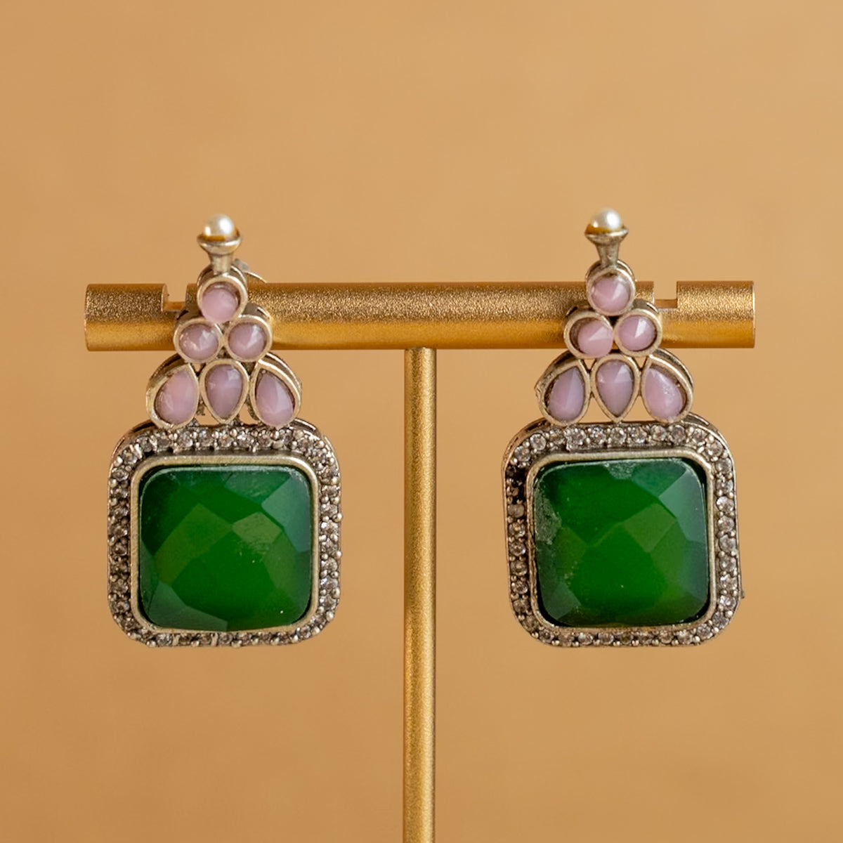 NAYANA PREMIUM FAUX SILVER SEMI HANDMADE ANTIQUE NECKPIECE/NECKLACE EARRINGS NL43