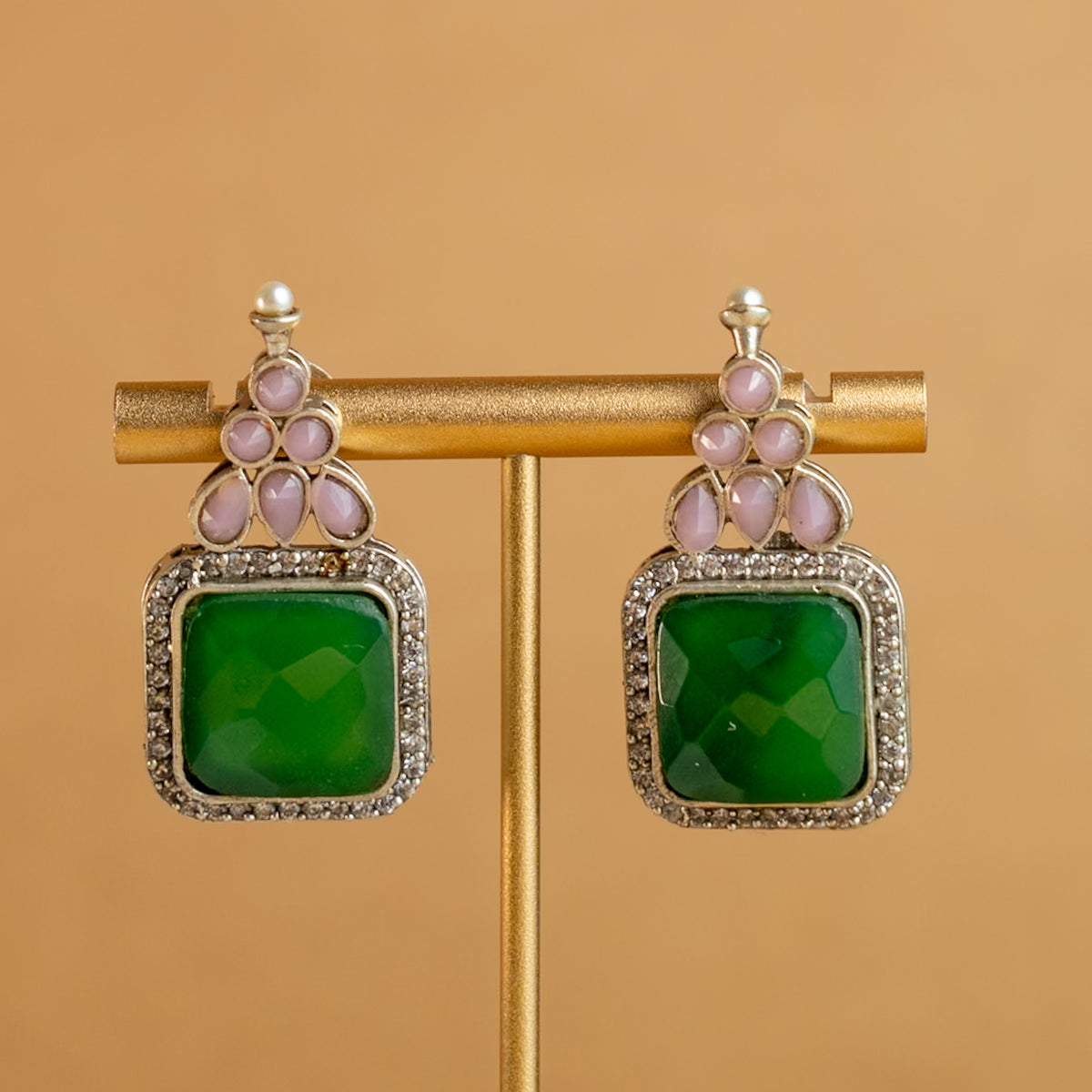 NAYANA PREMIUM FAUX SILVER SEMI HANDMADE ANTIQUE NECKPIECE/NECKLACE EARRINGS NL43