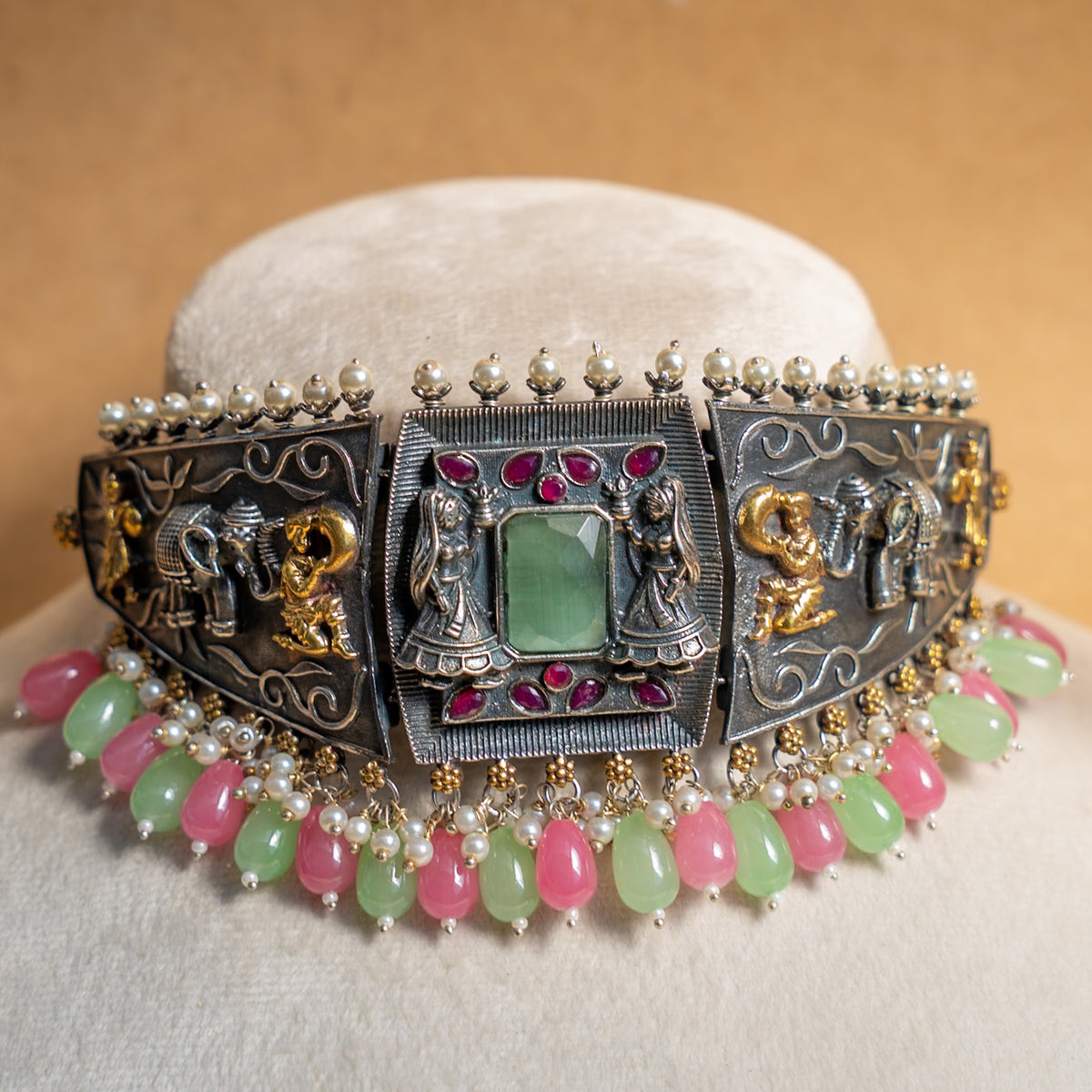 EVELYN BIJOUX PREMIUM RAW AND RUSTIC SEMI  HANDMADE CHOKER WITH EARRINGS CH337