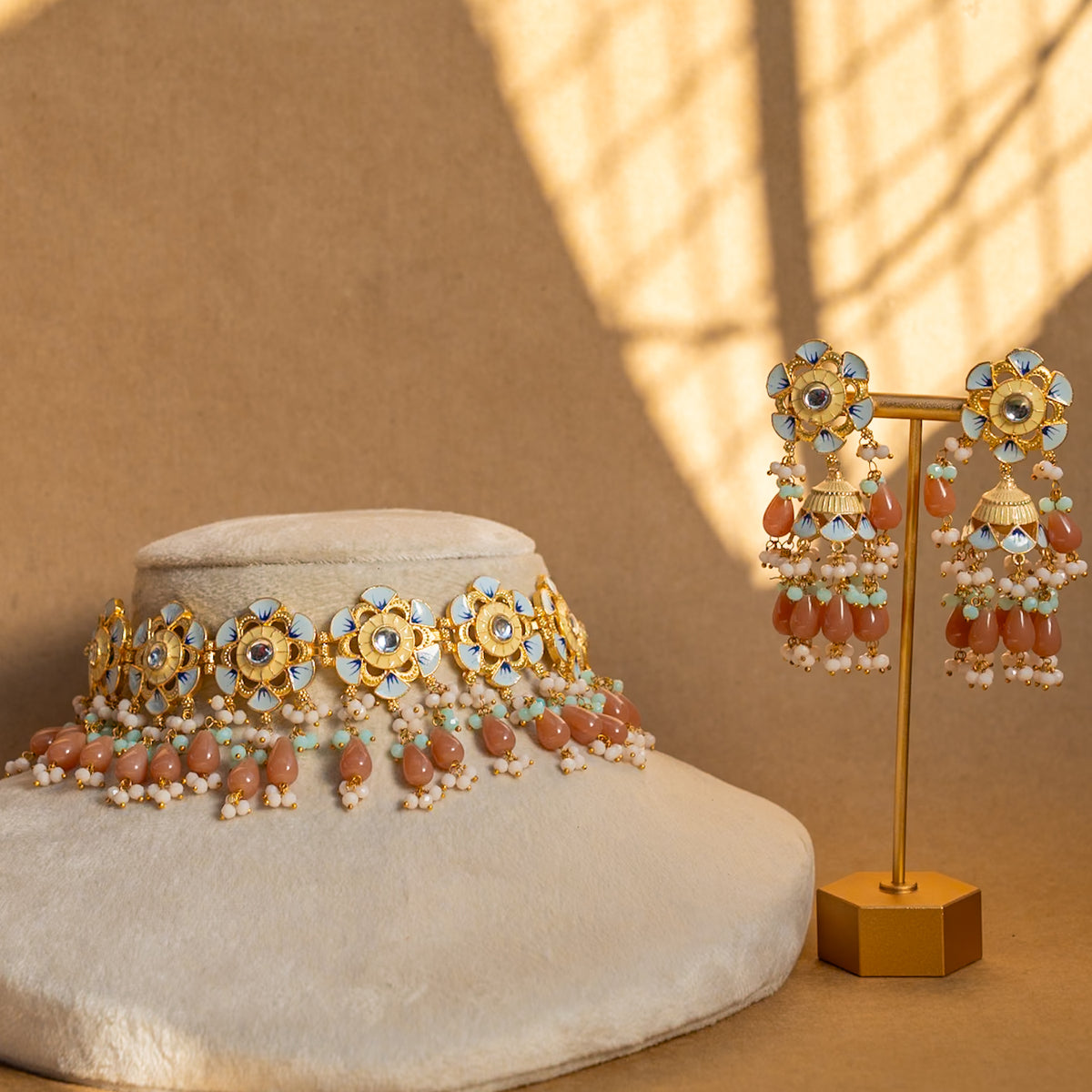 ROSY ONEX BEADS BIJOUX PREMIUM AND EXCLUSIVE HANDMADE CHOKER WITH EARRINGS CH209