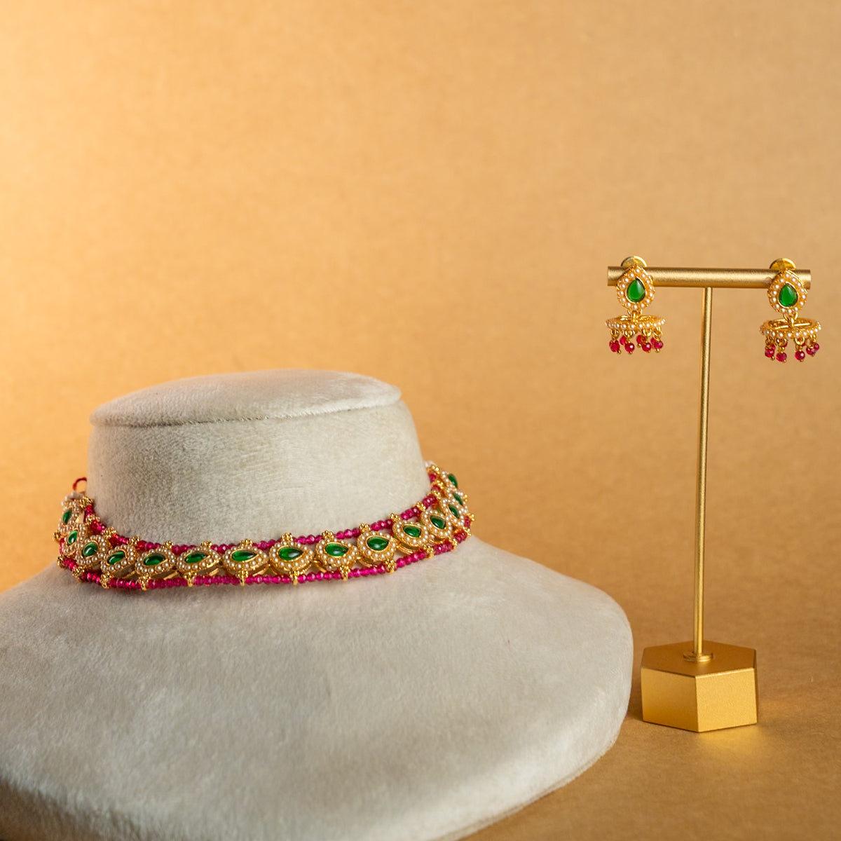 NORA BIJOUX OXIDIZED ATTIYAL NECKPIECE/CHOKER WITH EARRINGS CH323