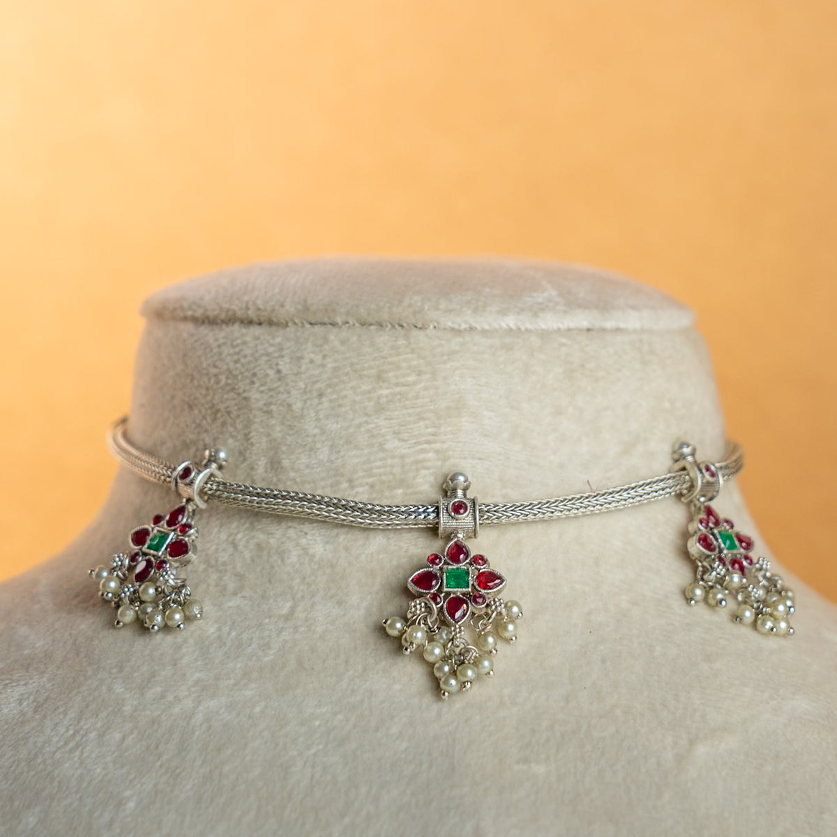 MILLA BIJOUX OXIDIZED ATTIYAL NECKPIECE/CHOKER WITH EARRINGS CH320