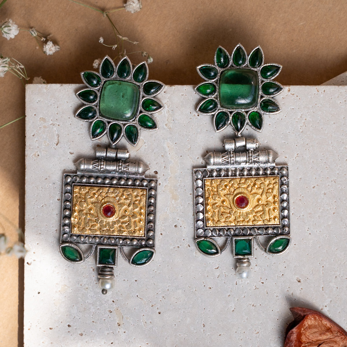 JULI  SILVER LOOK ALIKE ANTIQUE EARRINGS/DANGLER ER871