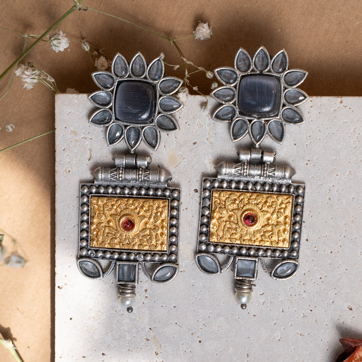 JULI  SILVER LOOK ALIKE ANTIQUE EARRINGS/DANGLER ER871