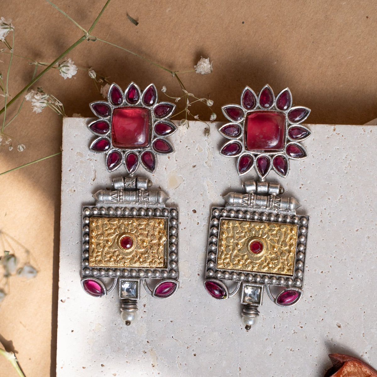 JULI  SILVER LOOK ALIKE ANTIQUE EARRINGS/DANGLER ER871