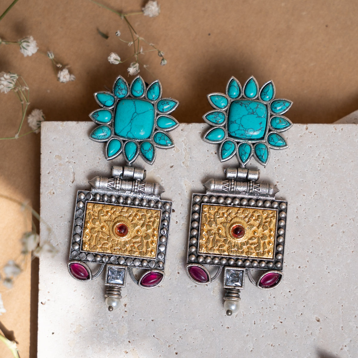 JULI  SILVER LOOK ALIKE ANTIQUE EARRINGS/DANGLER ER871