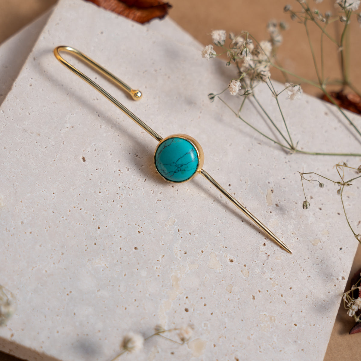 LUCY GOLD TONED RAW STONE HANDMADE EAR CUFF/EARRINGS ER901