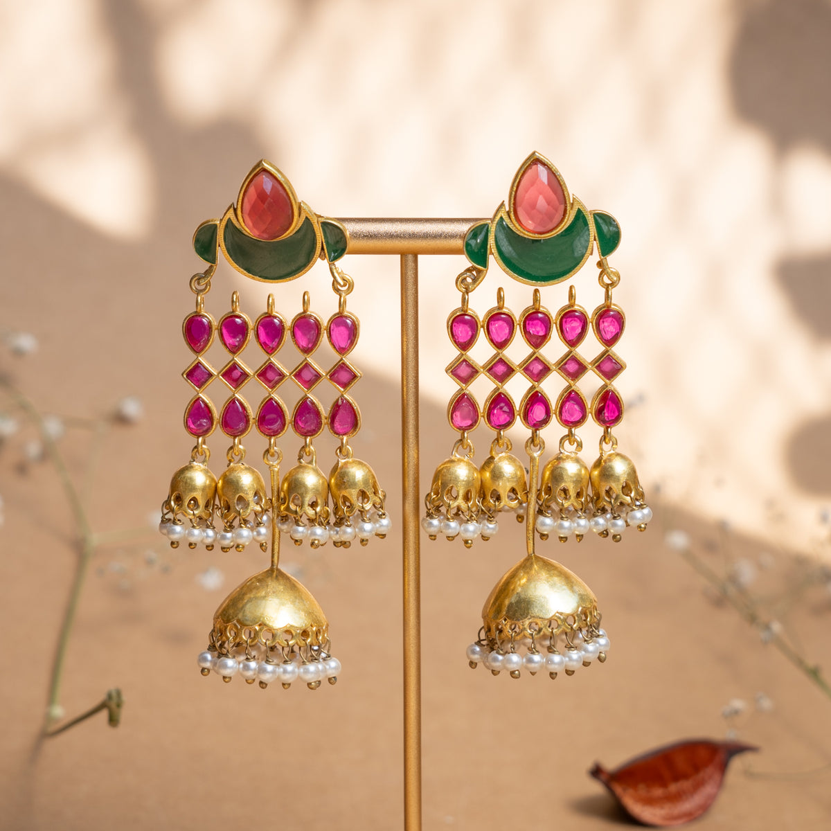 GIANNA GOLD TONED SEMI HANDMADE EARRINGS/JHUMKAS ER886