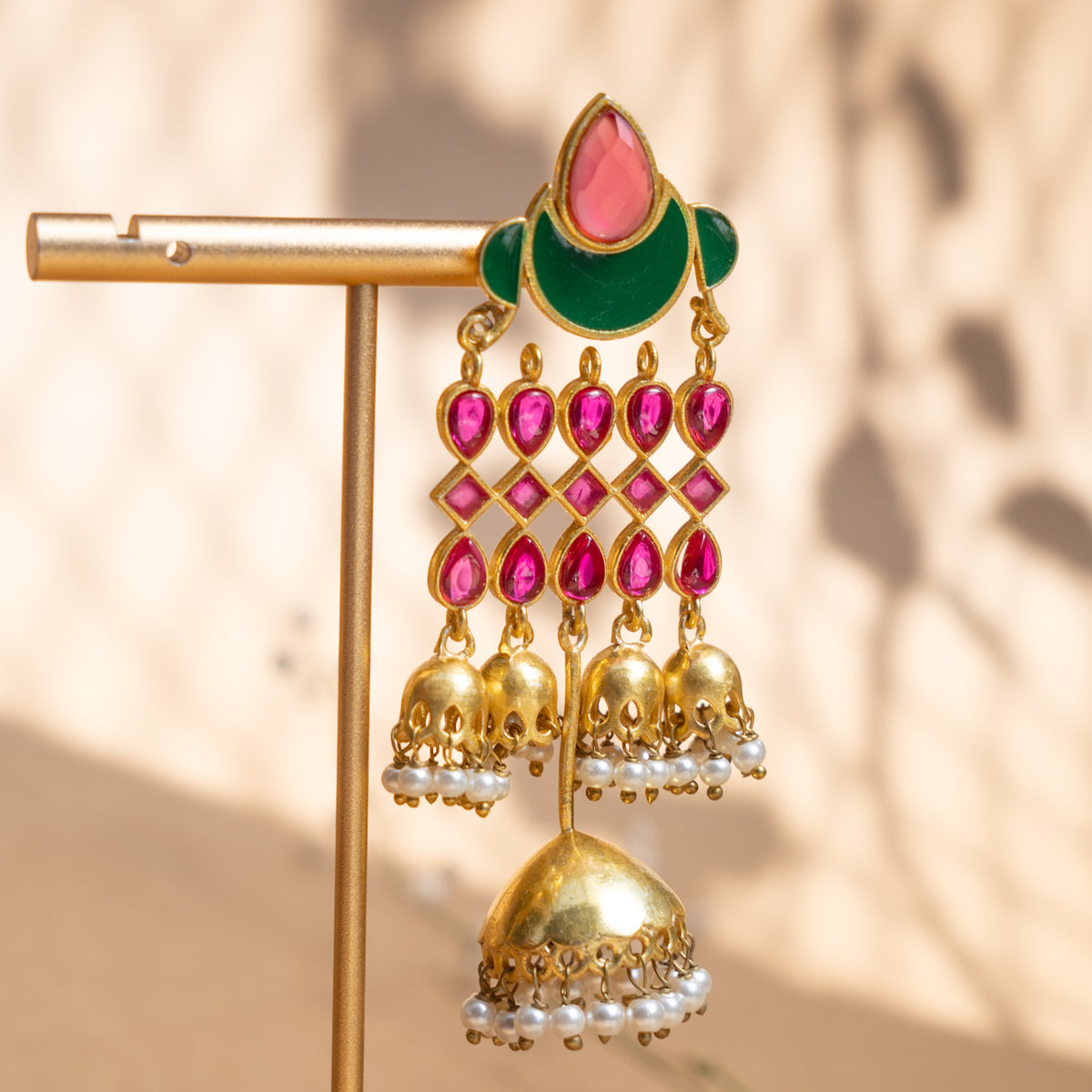 GIANNA GOLD TONED SEMI HANDMADE EARRINGS/JHUMKAS ER886