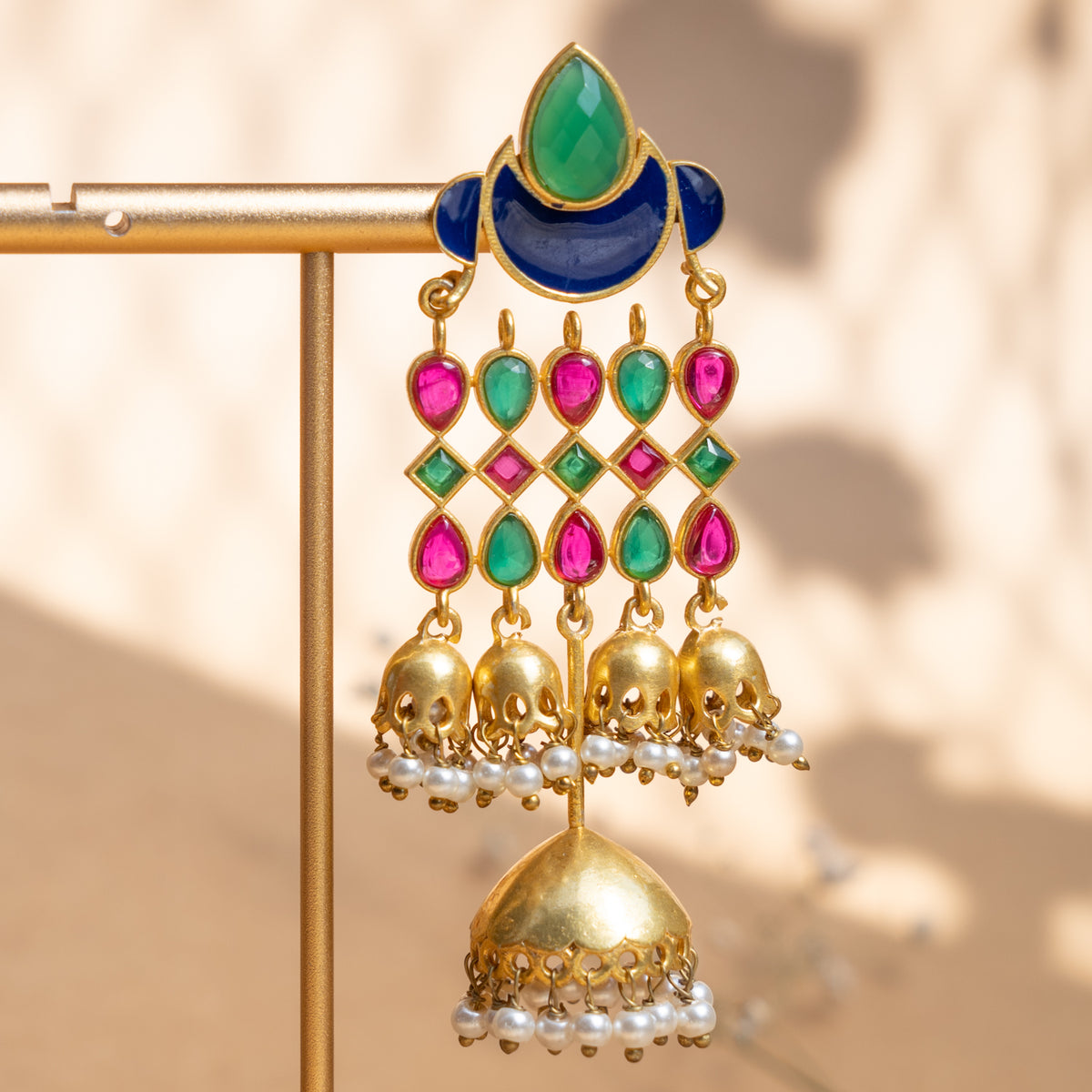 GIANNA GOLD TONED SEMI HANDMADE EARRINGS/JHUMKAS ER886